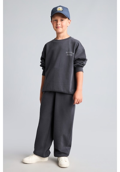 Defacto Bisiklet Yaka Efekt Nakışlı Sweatshirt Erkek Çocuk H9683a826wnar31 Antrasit-ar31