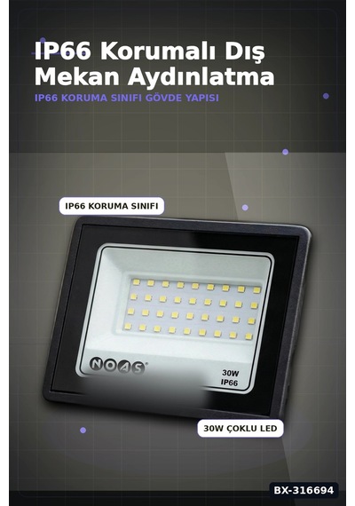 Led Projektör 30w 3200k Gün Işığı Ultra Slim Ip66 Dış Mekan Aydınlatma Bx-316694
