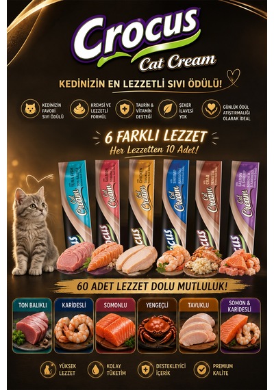 Crocus - 283 - Multıpack60 6 Çeşit Krema Kedi Ödülü - Cadde101 - 900gr 60x15gr
