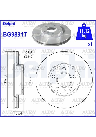 Delphı Fren Diski Transporter T5-t6 04-15 Ön 308mm Adet 7h0615301d
