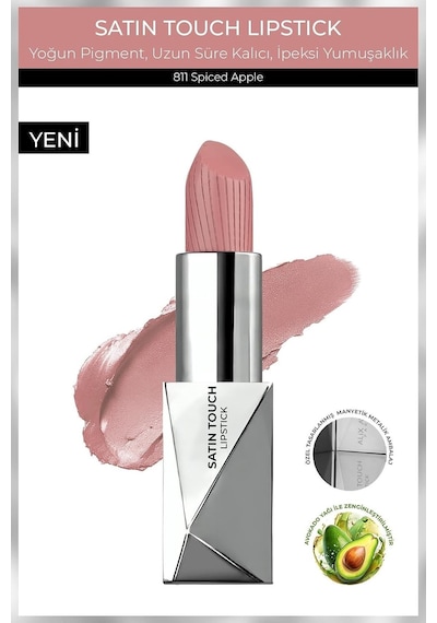 Uzun Süre Kalıcı Nemlendirici Pürüzsüz Etkili Yarı Mat Ruj Satin Touch Lipstick 811 Spiced Apple Çok Renkli Uzun Süre Kalıcı Nemlendirici Pürüzsüz Etkili Yarı Mat Ruj Satin Touch Lipstick 811 Spiced Apple Çok Renkli