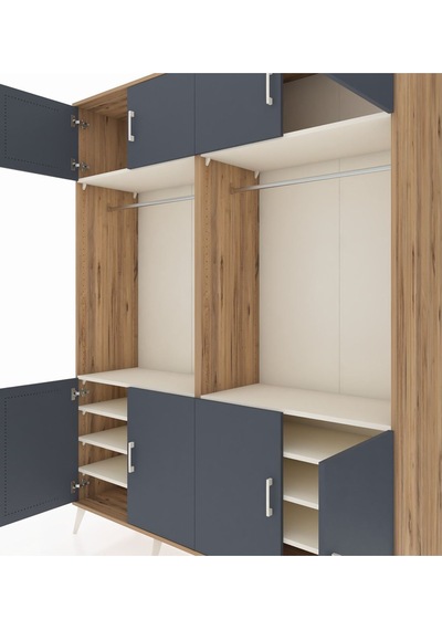 Hyperion Gardrop 10 Raflı 8 Kapaklı 2 Askılı 176x44x221 Çam-antrasit/aytaşı Beyaz Hyperion Gardrop 10 Raflı 8 Kapaklı 2 Askılı 176x44x221 Çam-antrasit/aytaşı Beyaz