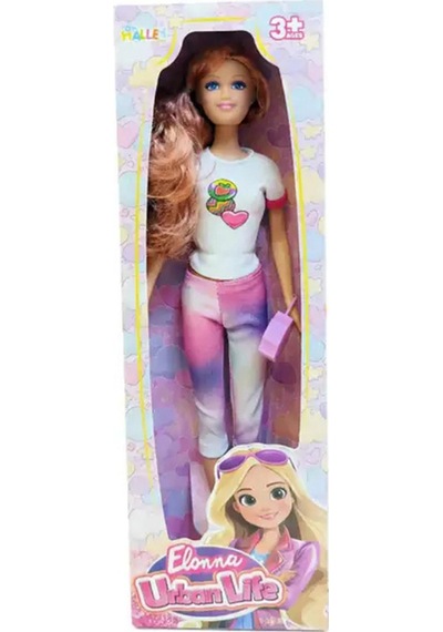 Elonna 30 Cm Şık Ve Hareketli Eklemli Oyuncak Bebek Tie-dye Pantolonlu/aksesuarlı Beyaz Tişörtlü