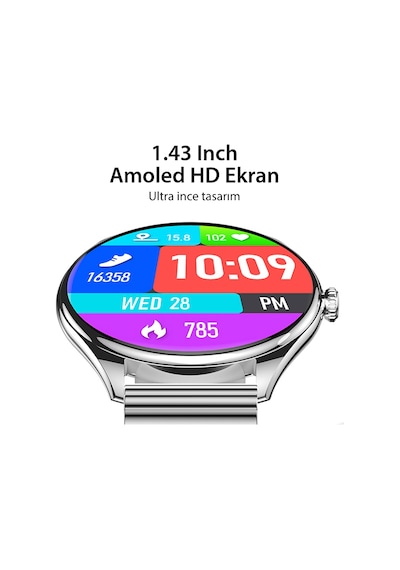 Ultra Thin Yuvarlak Çelik Kasa Metal Kordon Akıllı Saat  (İthalatçı Garantili)