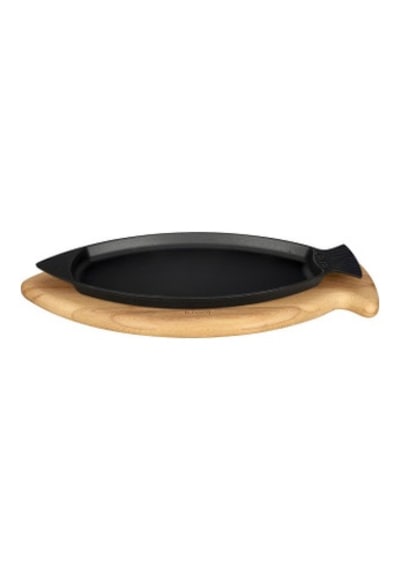 Lava Döküm Kayın Servis Ahşap Altlıklı Balık Tabağı 20x32 Cm.