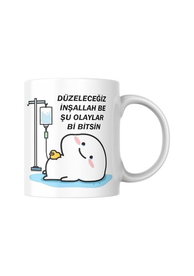 Düzeleceğiz İnşallah Kupa Bardak Komik Yazılı Hediyelik Kahve Çay Kupası Beyaz - Çok Renkli