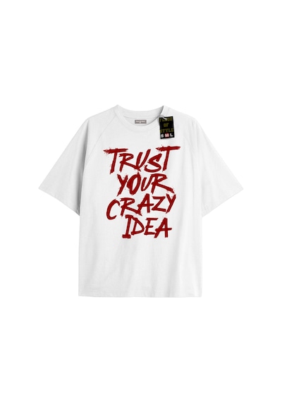 Flood Of Style Beyaz Oversize T-shirt Çılgın Özel Tasarım