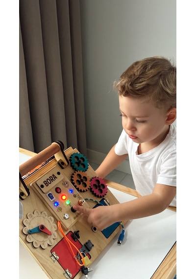 Montessori Aktivite Öğrenme Çantası Eğitici ve Geliştirici Ahşap Oyuncak Panosu Tahtası