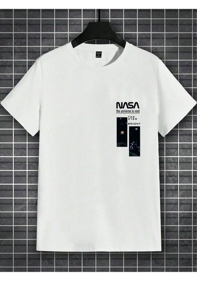 Flood Of Style Unisex Beyaz Nasa The Star Baskılı Oversize