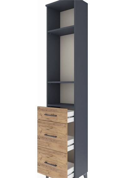 Arges Dolap 3 Raflı 3 Çekmeceli 44x30x221 Antrasit-çam Antrasit