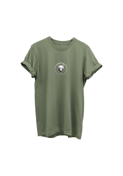 Kurt Ve Türk Özel Koleksiyon Serisi-10 Tasarım Baskılı %100 Pamuk T-shirt Haki