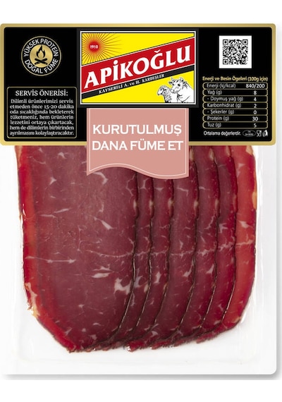 Yüksek Proteinli Kurutulmuş Dana Füme Et 70 Gr. Beşli Paket Toplam 350 Gr.