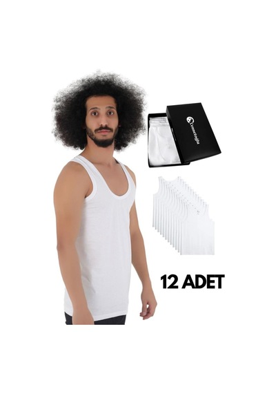 Cennetoğlu 12 Adet Erkek Penye Atlet Ekonomik Paket Beyaz Beyaz