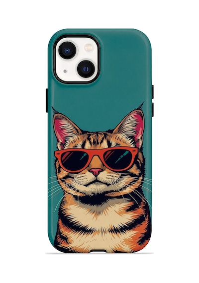 Velvoria Valestra Gözlüklü Cool Kedi Apple iPhone Uyumlu 14 Darbe Korumalı Kılıf Valestra Select - Gözlüklü Cool Kedi