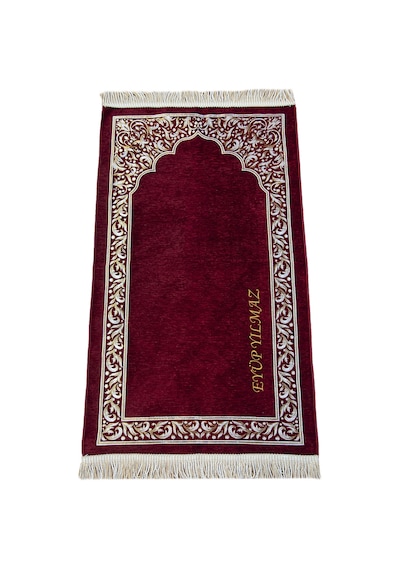 Mihrap Motifli Şönil Dokuma Kişiye Özel İsimli Seccade Bordo
