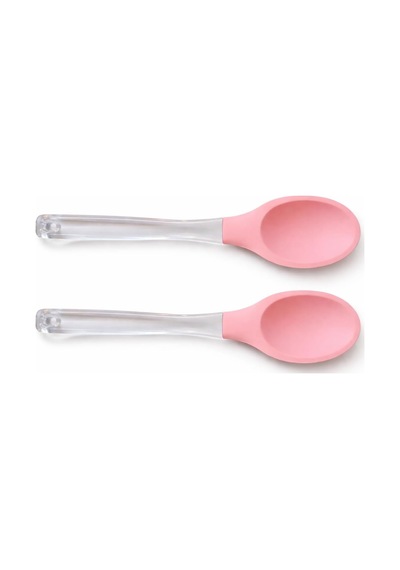 Silikon Kaşık, Mutfak Kullanımı İçin Şeffaf Saplı, Isıya Dayanıklı, Askılı Tasarım 2, Pembe