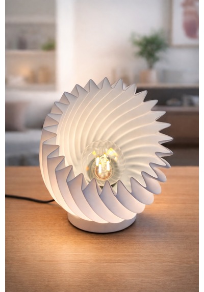 Modern Dekoratif Masa Lambası Spiral Tasarım Abajur Sert Plastik Gövde Gece Lambası