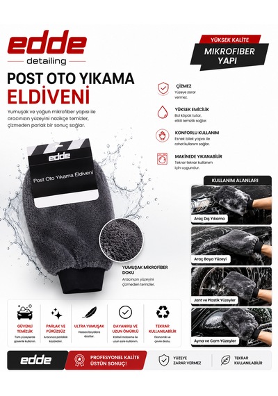 Edde Araba Araç Oto Mikrofiber Oto Yıkama Eldiveni Yıkama Eldiven Post Oto Detailing