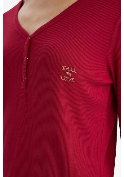 Defacto Regular Fit V Yaka Uzun Kollu Fitilli Kaşkorse Pijama Üstü-fall İn Love F3722ax25wnbr196 Bordo-br196 Defacto Regular Fit V Yaka Uzun Kollu Fitilli Kaşkorse Pijama Üstü-fall İn Love F3722ax25wnbr196 Bordo-br196