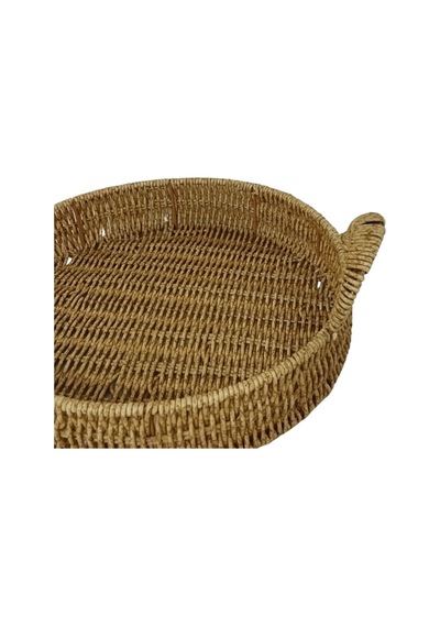Mien Dekoratif Dayanıklı Çok Amaçlı Rattan Yuvarlak Tepsi Orta Boy M Rattan