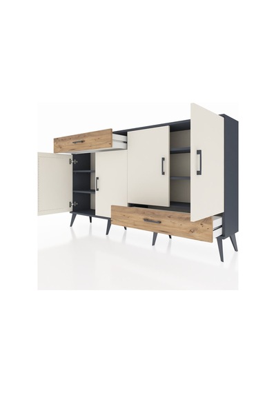 Arges Konsol 5 Raflı 2 Çekmeceli 4 Kapaklı 176x30x99 Antrasit-ayt Antrasit-aytaşı/çam Arges Konsol 5 Raflı 2 Çekmeceli 4 Kapaklı 176x30x99 Antrasit-ayt Antrasit-aytaşı/çam