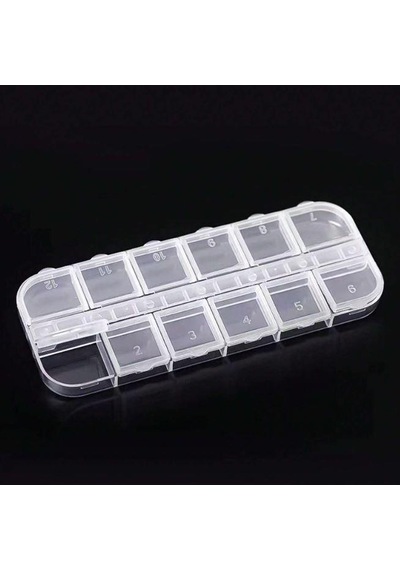 Organizer Malzeme Kutusu 12 Bölmeli Şeffaf Pbb040-13 18 Setbox 13x5x1,5mm Şeffaf