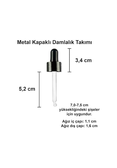 Afracam Şeffaf 20 Ml Kapaklı Dropper Damlalık Cam Şişe 18 Adet Siyah
