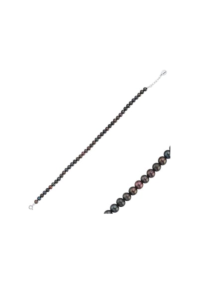 6,5 Mm Siyah İnci Bileklik 21 Cm Gold Sarı Altın