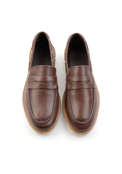 Bambi Kahve Hakiki Deri Erkek Loafer Ayakkabı E01698626003 Kahve