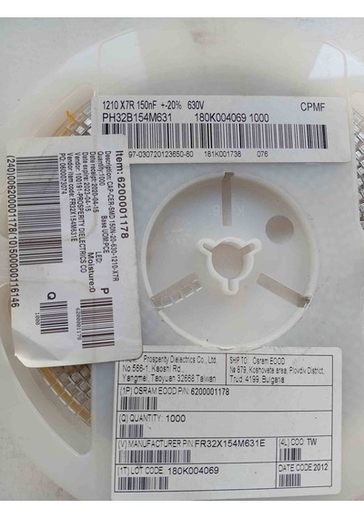 Fr32x154m631e 150nf 630v 1210 Smd Seramik Kondansatör 100 Adet