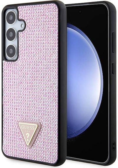 Galaxy S24 Plus Uyumlu Kılıf Guess Lisanslı Taşlı Arka Yüzey Üçgen Logolu Kapak Siyah