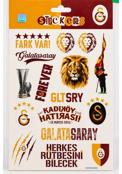 Lisanslı Galatasaray 3'lü Sticker Seti "mauro Icardi,victor Osimhen Ve Fark Var" Altın