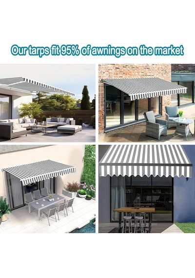 Katlanabilir Bahçe Veya Teras Çatısı - 300 G/m² Polyester, Uv Ve Su Geçirmez, Teras, Balkon Veya Teras Kapısı İçin Güneş Şemsiyesi 16 X 5 Ft, Kahverengi Ve Beyaz Diğer