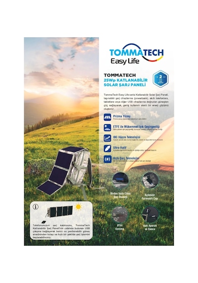 Tommatech 25wp Katlanabilir Solar Şarj Paneli