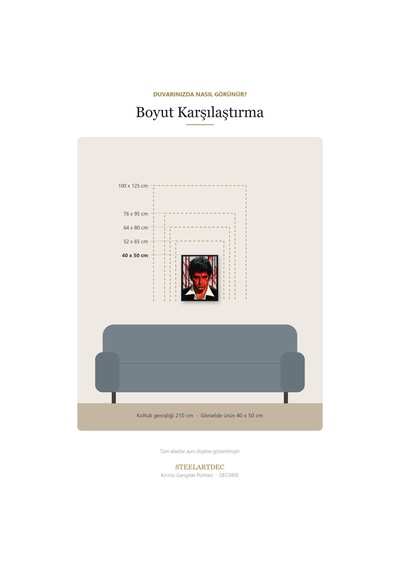 Kırmızı Gangster Portresi Metal Tablo 40x50 Cm Çok Renkli