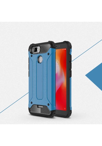 Noktaks - Xiaomi Uyumlu Xiaomi Redmi 6 - Kılıf Çift Katman Zırh Tank Crash Military Kapak - Mavi T6813 Mavi