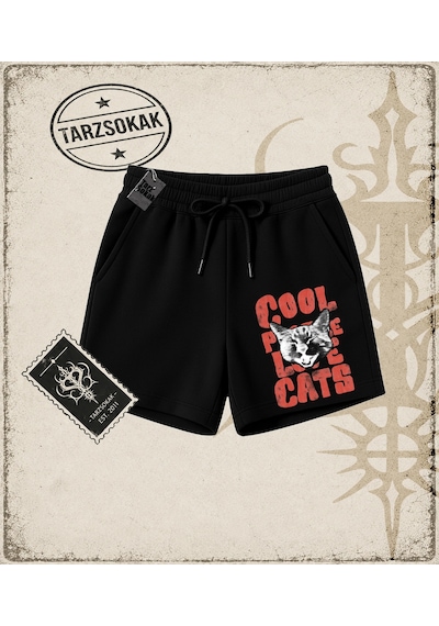Tarzsokak Gotik & Grunge Streetwear Cool Cats Unisex Şort Siyah