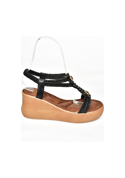 Fox Shoess258188009 Siyah Dolgu Tabanlı Kadın Sandalet Siyah