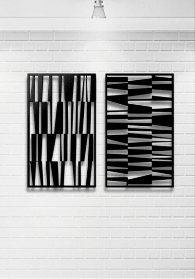 Modern Stil 2 Li Metal Duvar Dekoru Seti 80 X 48