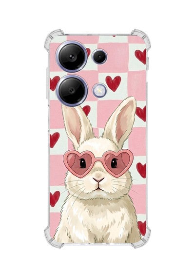 Printify Redmi Note 13 İle Uyumlu Pembe Pötikare Serisi Pembe Zıpzıp Tasarımlı Uv Baskılı Köşe Korumalı Antişok Kılıf Şeffaf