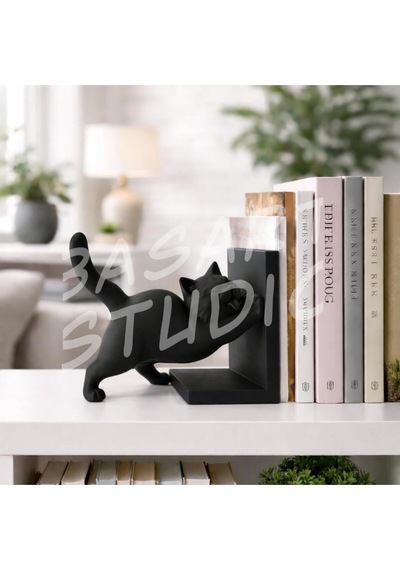 Kedi Tasarımlı Kitap Desteği - 3d Baskı Özel Seri