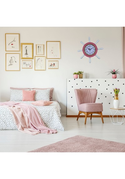 Pembe Kavelalı Dümen Duvar Saati Pl-d3701p