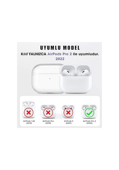 Pro 2.nesil Kulaklık Kılıfı Kalp Desenli Koruma Kılıfı Krem-kırmızı
