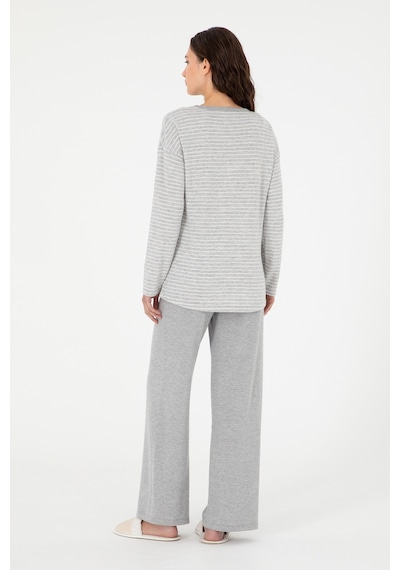 U.s. Polo Assn. Kadın Gri Melanj Pijama Takım 50302036-vr086 Gri Melanj