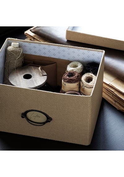 Ikea Kvarnvık Kapaklı Karton Depolama Kutusu 18 X 25 X 15 Cm Bej