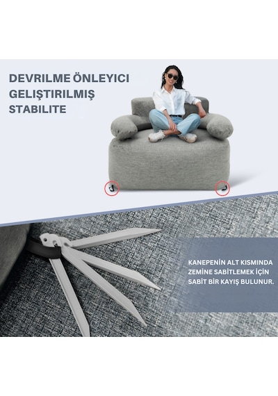 Kingcamp Single Inflatable Sofa Premium Şişme Koltuk Gri