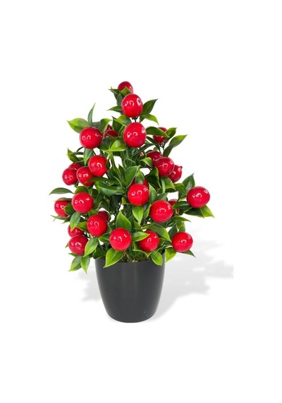 4lü Set Yapay Çiçek Kiraz Nar Limon Ve Mandalina Ağacı Siyah Saksıda 30cm