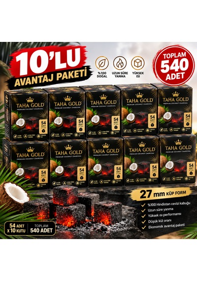 Taha Gold 27 Mm Hindistan Cevizi Kömürü 54 Adet 10 Lu Avantaj Paketi