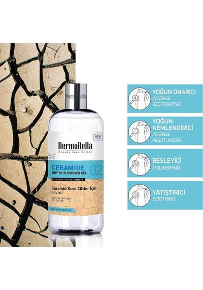 Dermo Bella Ceramide Kuru Ciltler İçin Nemlendirici ve Besleyici Duş Jeli 500 ML