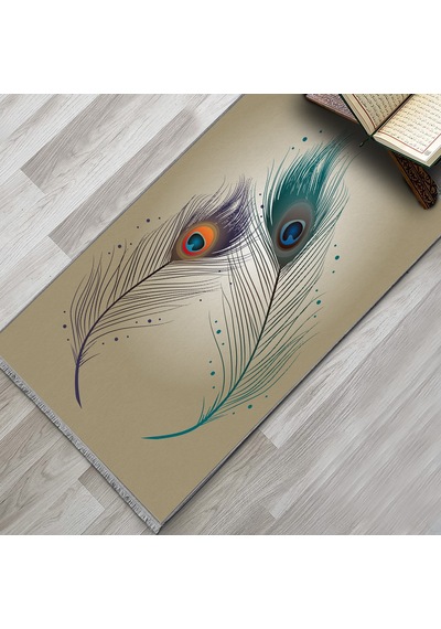 Evaşk Namazlık Dokuma Halı Kaymaz Muslumana Seccade 80 x 130 BEJ EVAŞK406C80